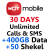 30 Day Unlimited Calls & SMS + 50₪ + 400GB  + $45.00 